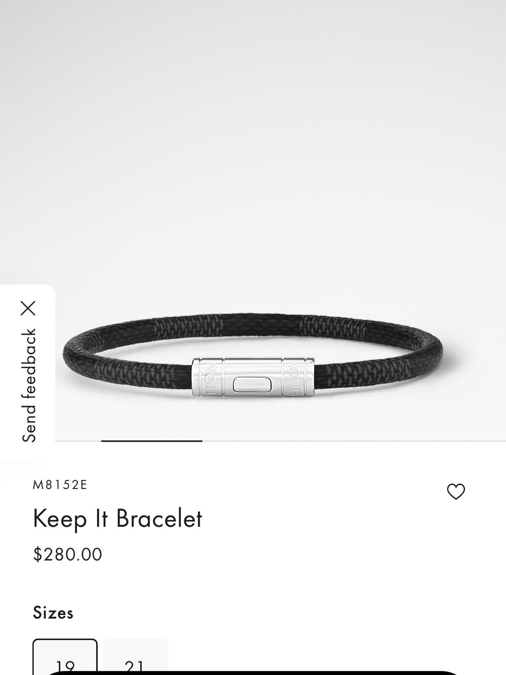 Louis Vuitton Keep It Bracelet M8152E Damier Graphite Canvas Silver Clasp Size 7 - Picture 2 of 7